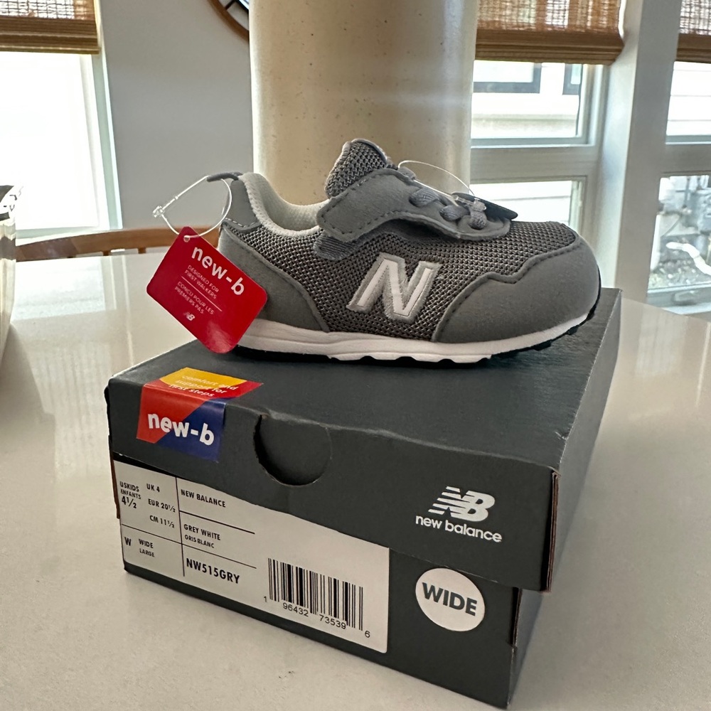 New Balance Kids' Gray and White Sneakers